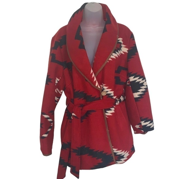 Black Mountain Aztec Southwest designs red white, black, fully lined. SZ L/XL - Picture 8 of 11